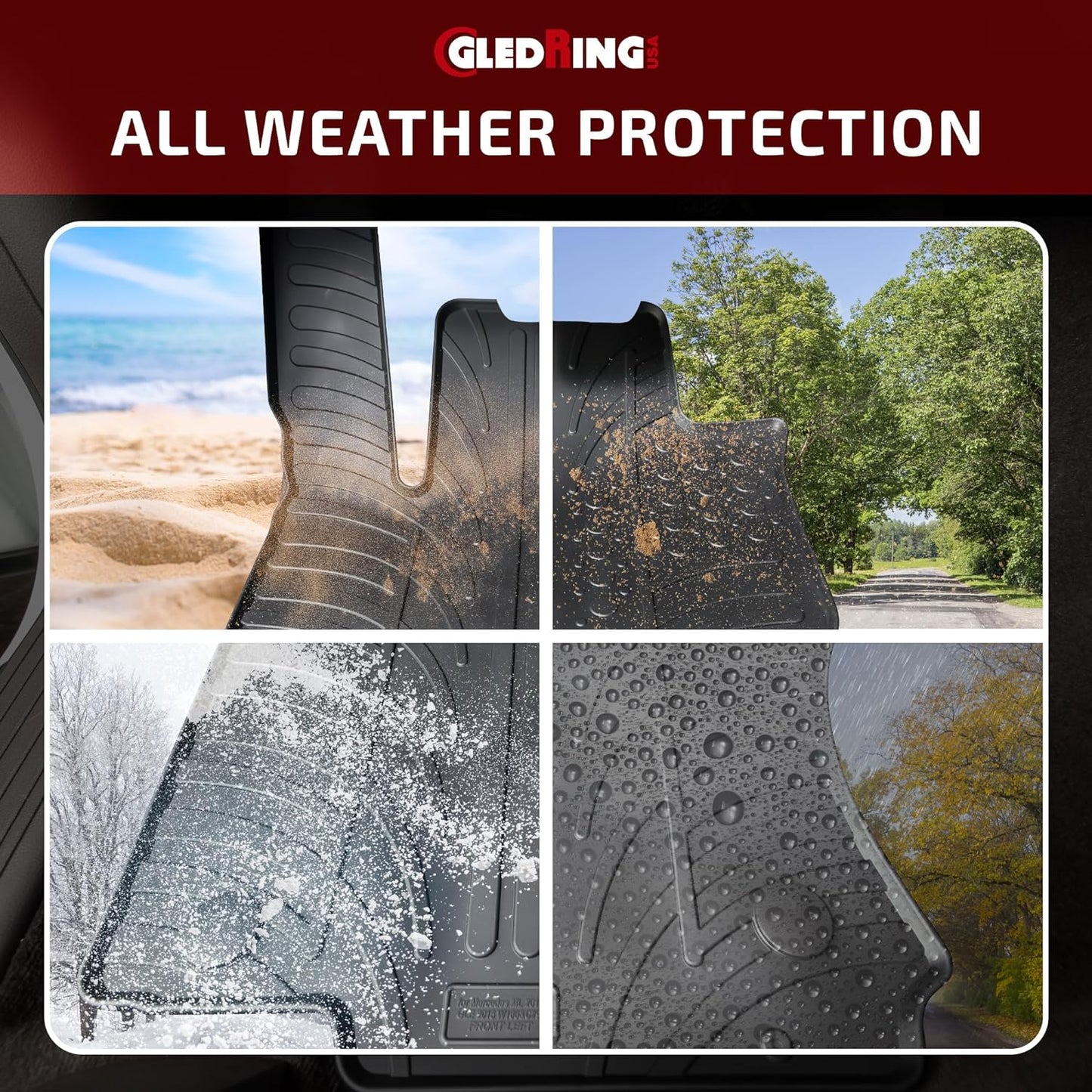 Gledring USA Custom Fit All-Weather Rubber Floor Mats Intended for Mini Cooper/One 2006-2014, No Trimming Required, Tailored Custom Fit, Protects from Rain, Mud and Snow.