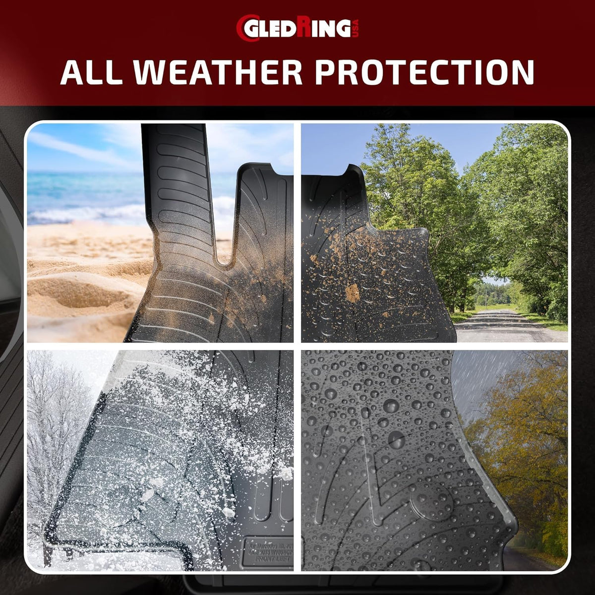 Gledring USA Custom Fit All-Weather Rubber Floor Mats Intended for Toyota Highlander & Hybrid 2020-2022, No Trimming Required, Tailored Custom Fit, Protects from Rain, Mud & Snow
