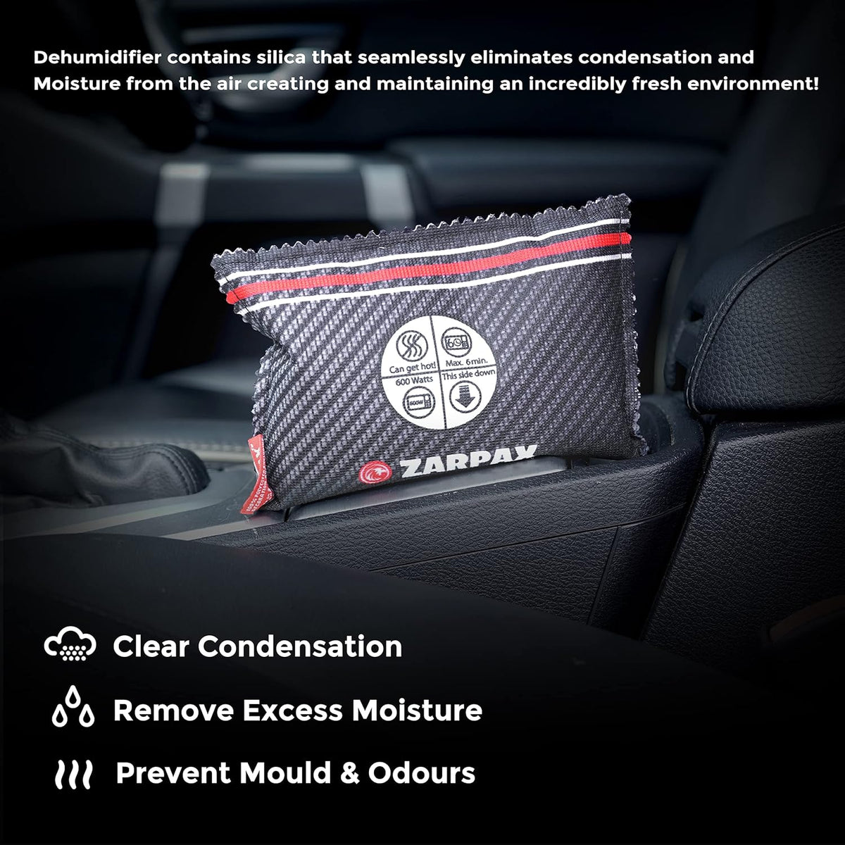 Reusable Car Dehumidifier - Rechargeable Dehumidifier for Car, Trucks, and RVs - Prevent Damp & Moisture on Windscreens with this Portable Moisture Absorber for Car - Anti Fog Car Windshield