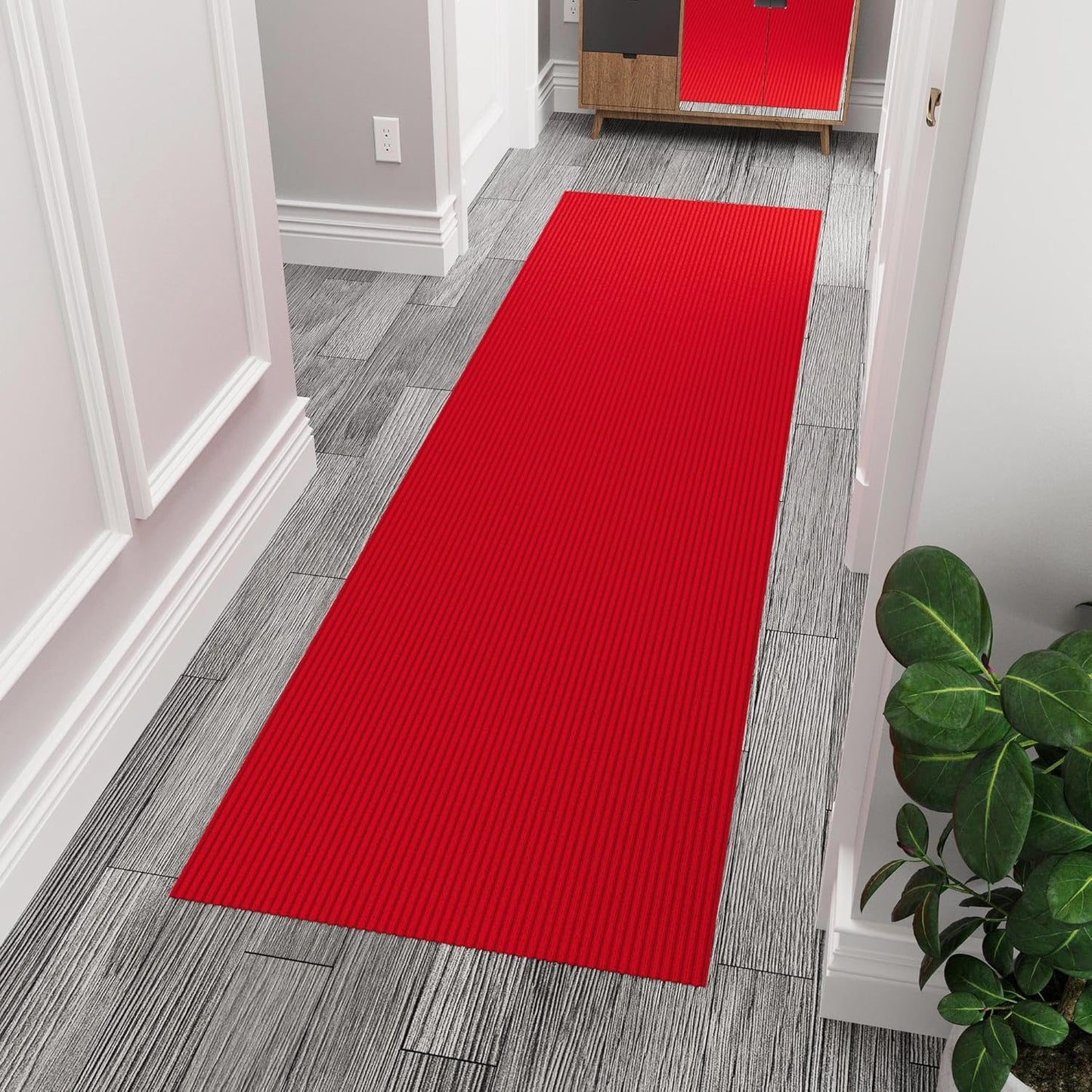 Ottomanson 2' x 7' Hallway Runner with Scraper Pile - Extra Durable Non-Slip Rug Mat for Indoor & Outdoor Use - Ideal for Kitchen, Entryway, Patio & Garage - High-Traffic Carpet, Red