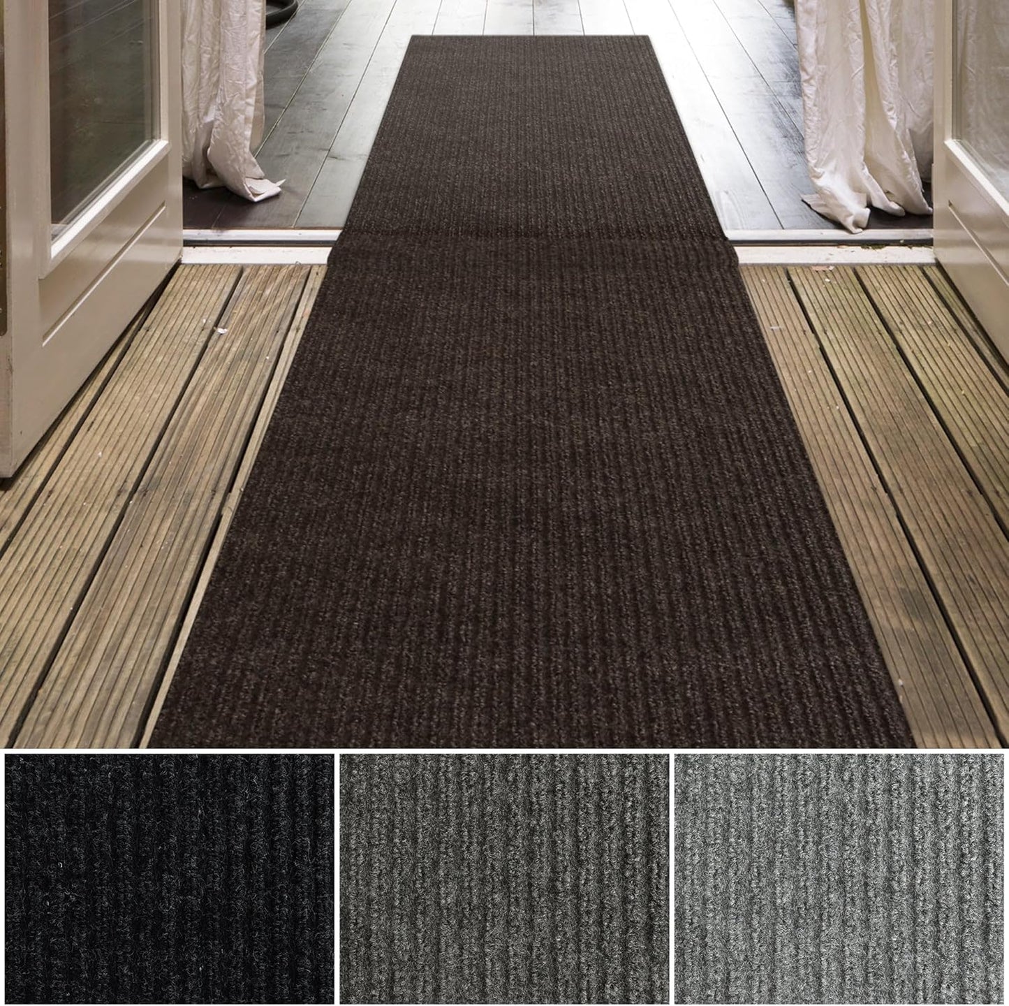 iCustomRug Spartan Weather Warrior Duty Indoor/Outdoor Utility Ribbed in 3ft,4ft,6ft Widths 70 Custom Sizes with Natural Non-Slip Rubber Backing 4'X50' in Brown