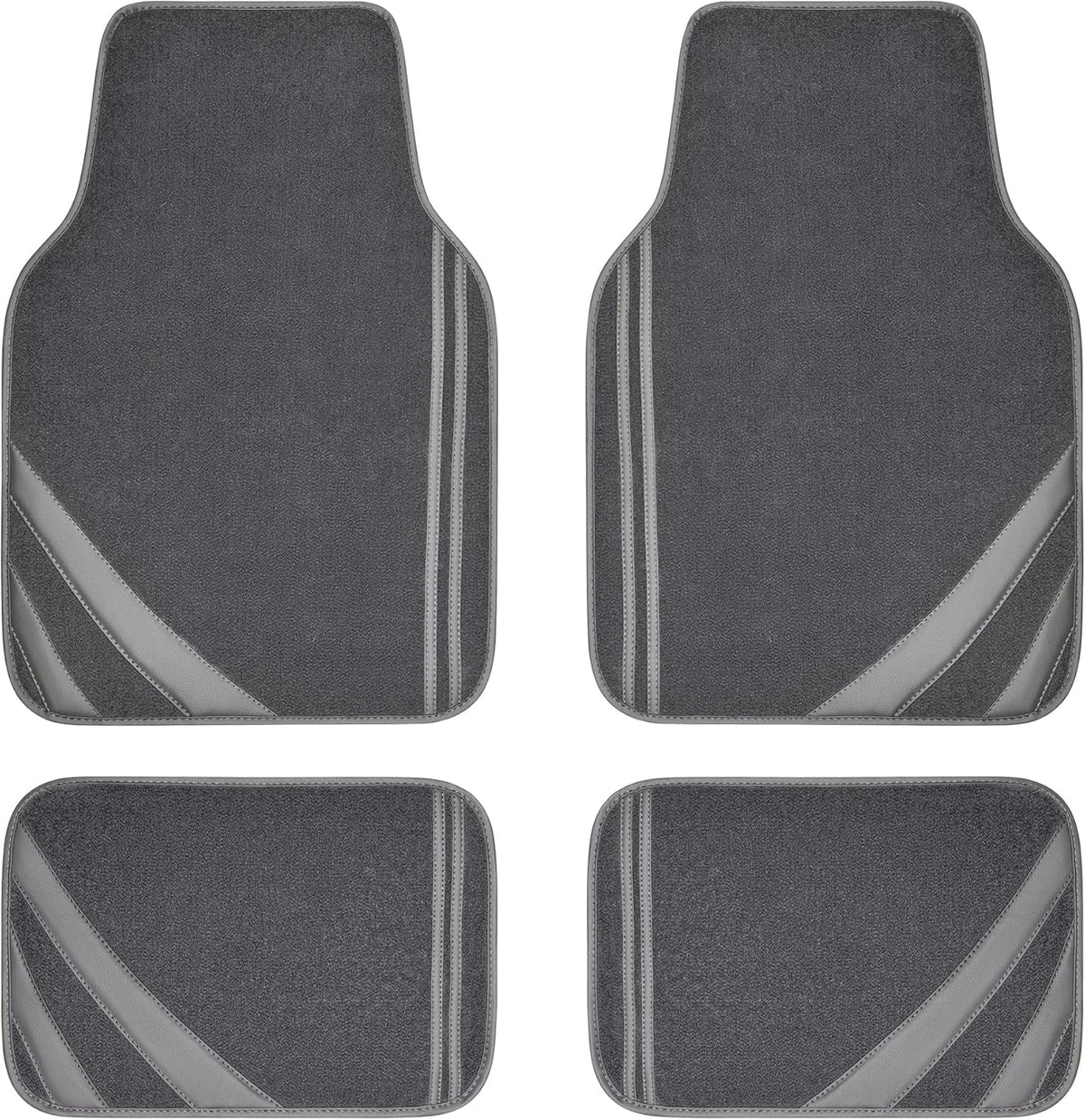 CAR PASS Car Floor Mats, Edge Leather Waterproof Car Mats with Double Stitch Line and Anti-Slip Backing Design, Fit 95% Automotive,SUVS,Sedan,Vans (Pure Gray)