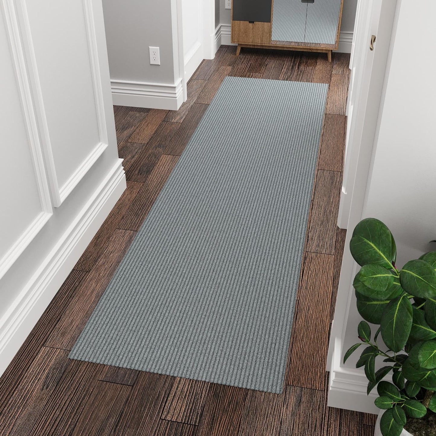 Ottomanson 2' x 9' Hallway Runner with Scraper Pile - Extra Durable Non-Slip Rug Mat for Indoor & Outdoor Use - Ideal for Kitchen, Entryway, Patio & Garage - High-Traffic Carpet, Gray
