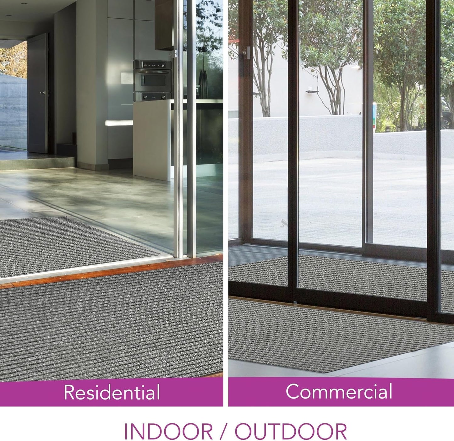 iCustomRug Spartan Weather Warrior Indoor/Outdoor Utility Ribbed Carpet Runner with Non-Slip Thermoplastic Rubber Backing, 3ft X 52ft in Grey