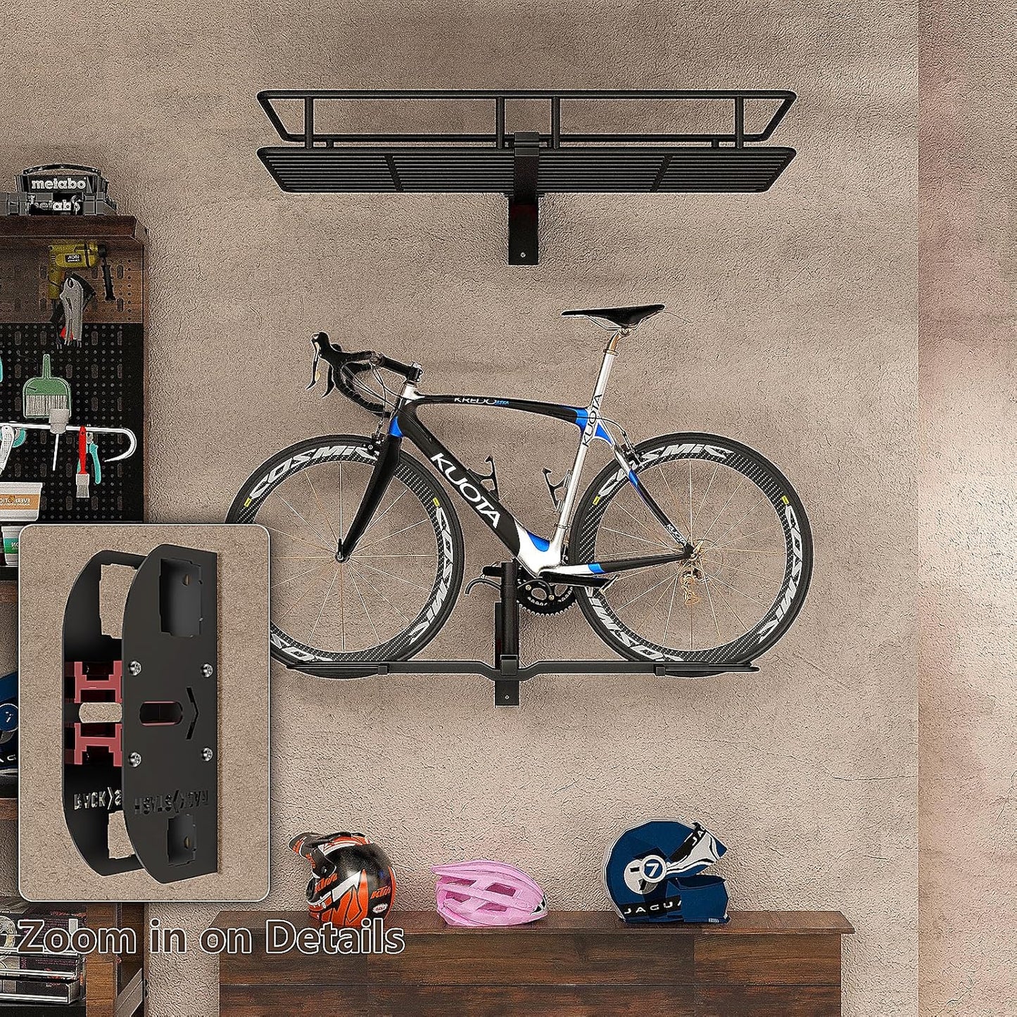 Hitch Wall Mount Bike Rack,Trailer Hitch Wall Mount Receiver Adjustable 1.25" to 2" for Garage Organization,Heavy Duty Hitch Wall Mount Storage Rack Hold 90lbs,Wall Mounted Hitch for Bike Rack/Cargo Carrier