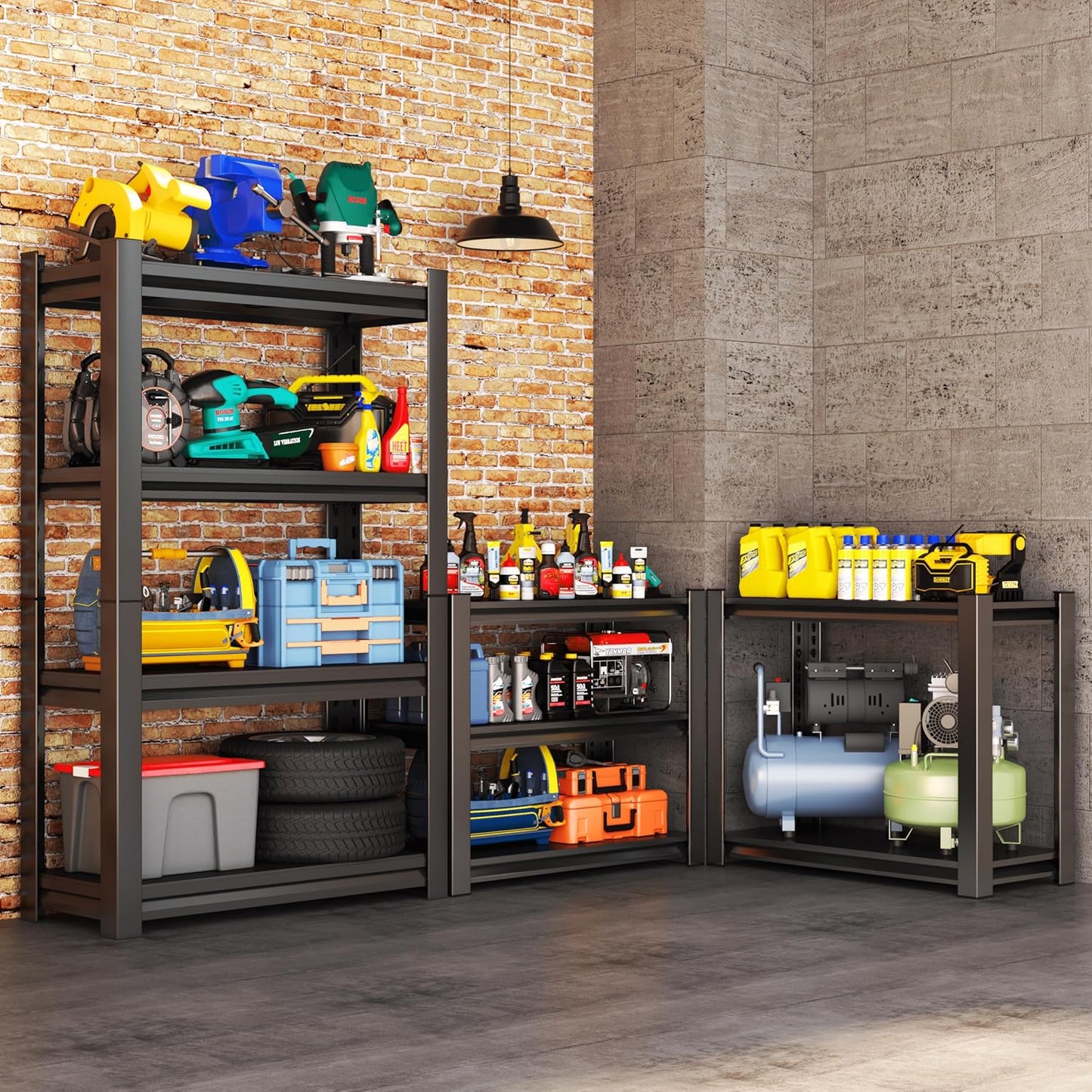 Metal Garage Shelving Unit, Heavy Duty 4-Tier Adjustable Storage Rack, Steel Shelving,2000 lbs Capacity, Industrial Shelves for Heavy Tools and Equipment (4-Tier 44" H x 28" W x 14" D)
