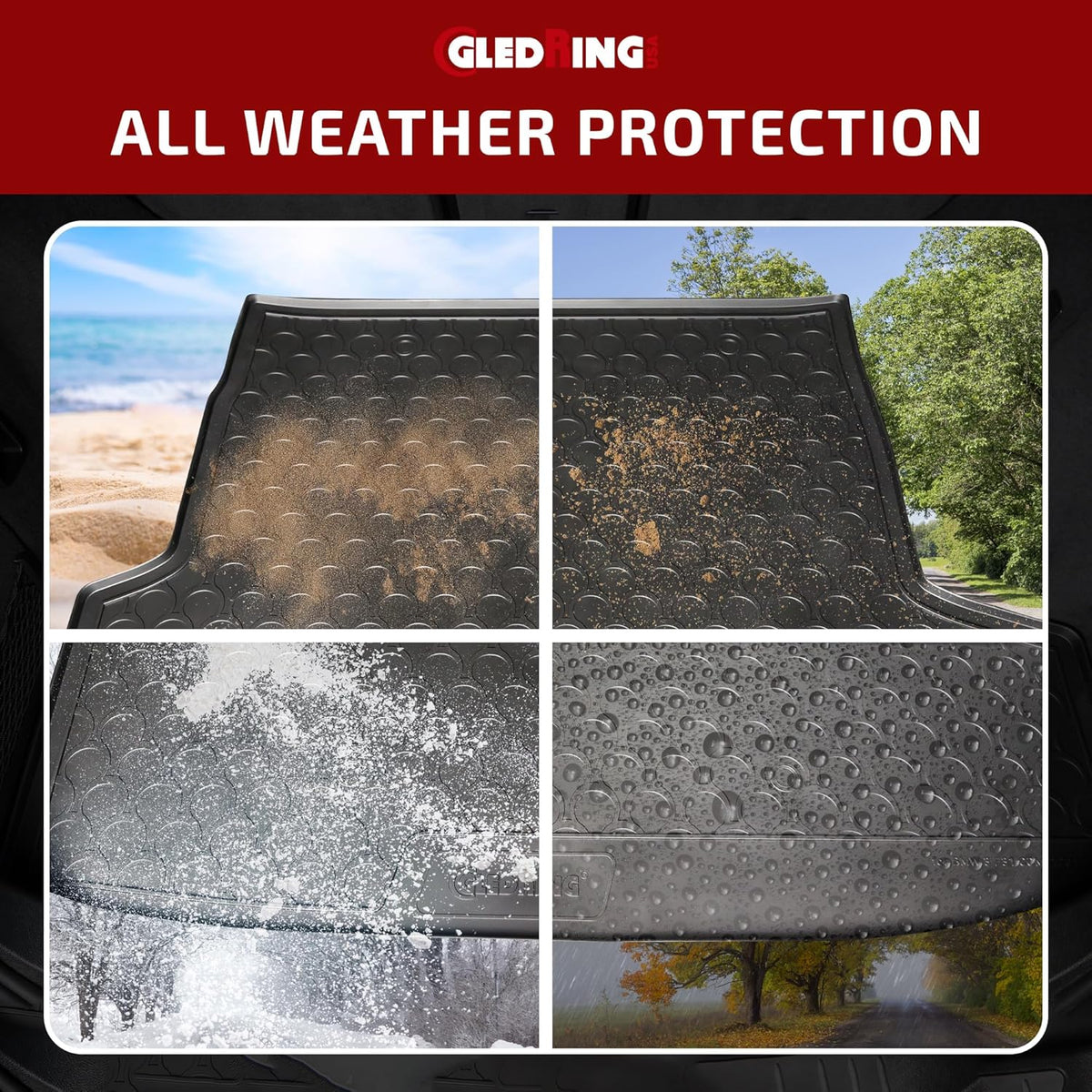 GledringUSA Custom Fit All-Weather Rubber Cargo Mat for Land Rover Range Rover Sport 2014-2022 - No Trimming Needed.