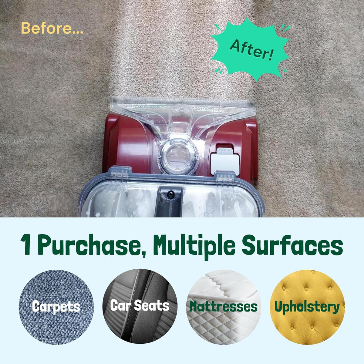Sunny & Honey Carpet Shampoo & Cleaning Solution - 32 Fl Oz Spring Mint Scent - Pet Carpet Cleaner Machine Solution - Rug & Upholstery Cleaner - Stain Remover & Odor Deodorizer