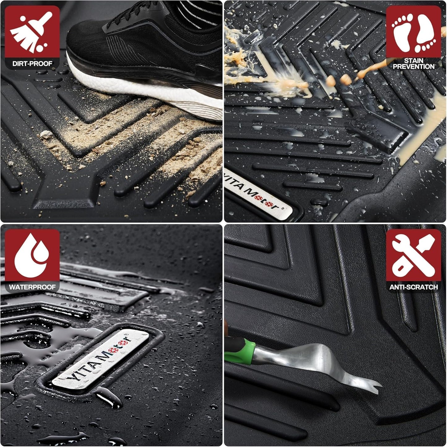 YITAMOTOR Floor Mats Fit for 2018-2024 Chevrolet Equinox/GMC Terrain, TPE All Weather Chevy Equinox Floor Liners with Backrest Mats, Back Seat Protector Chevy Equinox Automotive Accessories