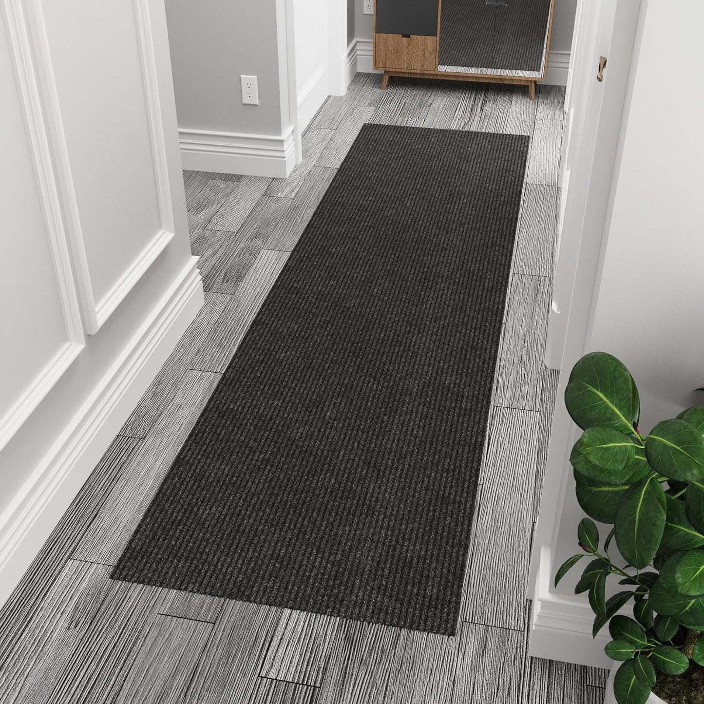 Ottomanson 6'6" x 2' Hallway Runner with Scraper Pile - Extra Durable Non-Slip Rug Mat for Indoor & Outdoor Use - Ideal for Kitchen, Entryway & Garage - High-Traffic Carpet, Black
