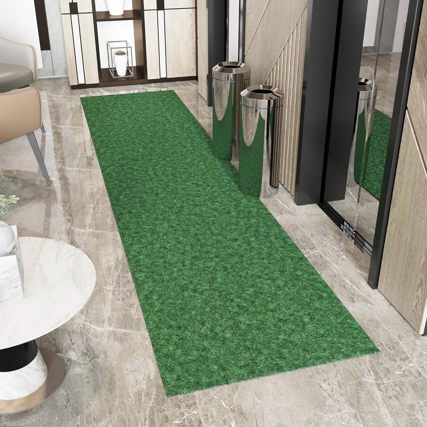 Ottomanson 2' x 13' Hallway Runner with Scraper Pile Extra Durable Non-Slip Rug Mat for Indoor & Outdoor Use - Ideal for Kitchen, Entryway, Patio & Garage - High-Traffic Carpet, Green