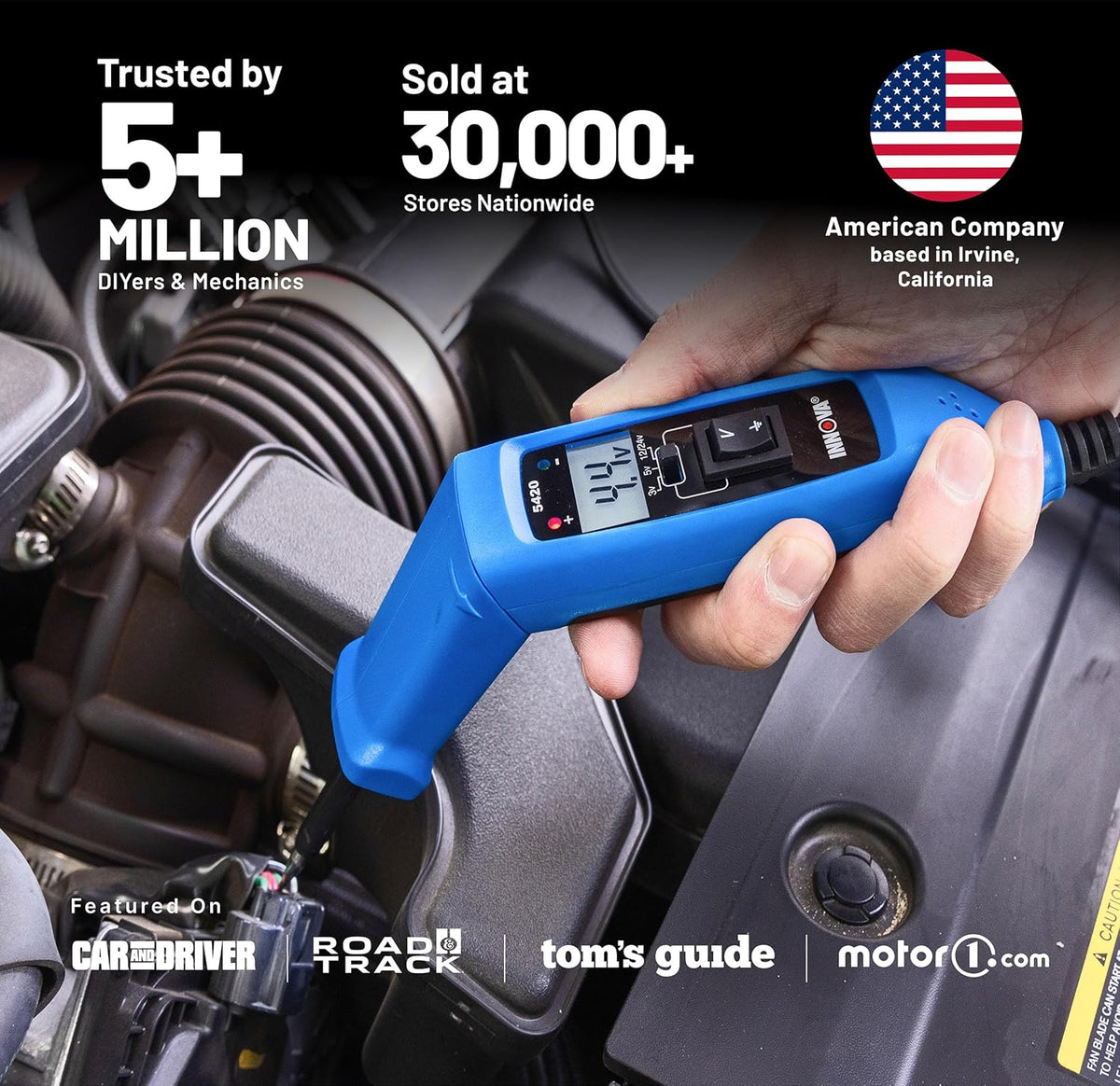Innova 5420 Power Circuit Tester for Automotive | Fuse, Relay, Battery, and Circuit Diagnostics | Voltage Tester, Multimeter, Relay Tester, Short Circuit Finder, 12V/24V with LCD & Circuit Breaker