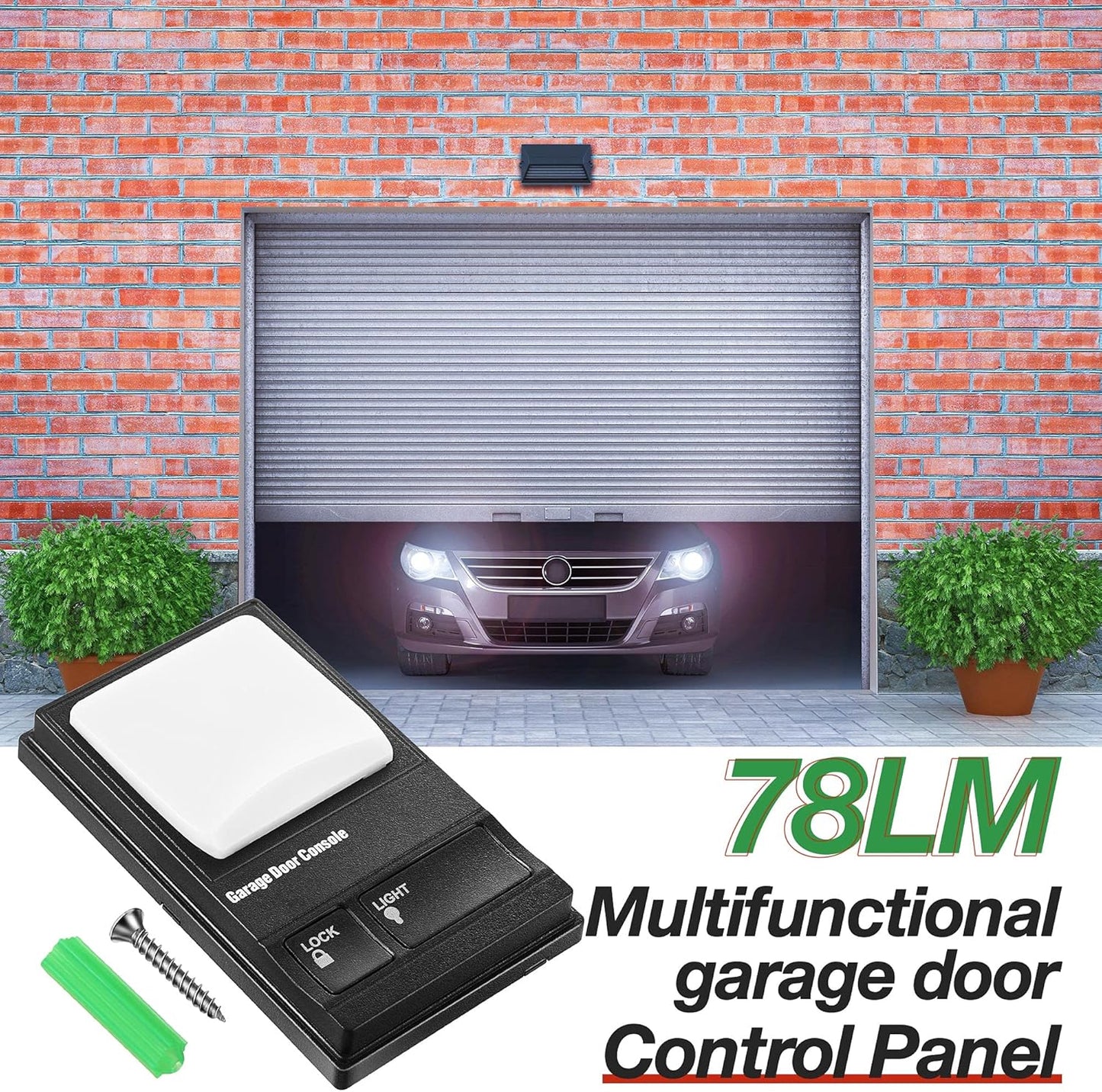 Multifunction Control Panel, Wired Replacement Panel Wall Keypad Button Compatible with Liftmaster 41A5273-1 78LM Garage Door Opener(Black)